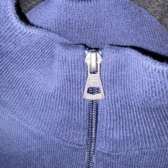 Weatherproof Vintage Navy and White Striped 1/4 Zip 100% Cotton Sweater L - Picture 8 of 10